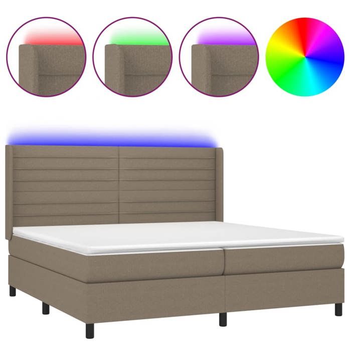 VidaXL Sommier à Lattes de Lit avec Matelas et LED, Lit Rembourré avec Tête de Lit, Lit Double, Lit Adulte de Chambre, 3138425