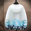Gradient Print Hooded Drawstring Pockets Zipper Placket Windbreaker Jacket Men Summer Thin Sun Protection Coat