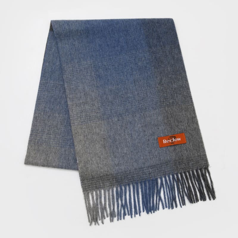 RECLOW ANYONE CHECK wool 100% DEEP BLUE MUFFLER