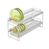 Kitchen cabinet countertop dish and plate storage, pull-out, non-adhesive, non-slip pull-out storage basket and draining rack.