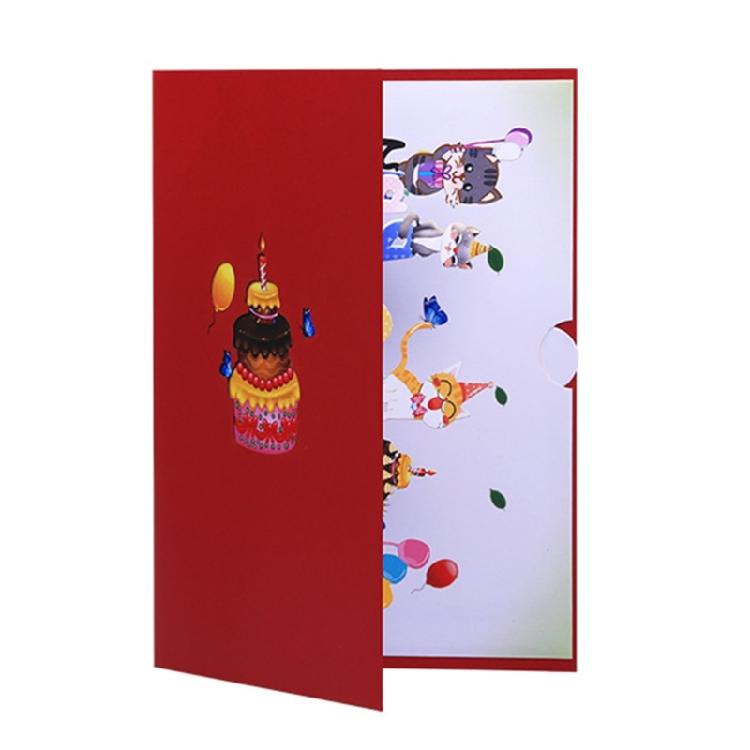 Creative 3D Birthday Card Beautiful 3D Cats Decorated Birthday Card Colorful Print Birthday Greeting Card
