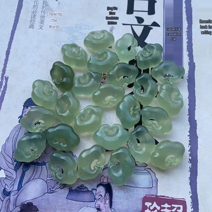Xiuyan Jade Auspicious Cloud Pendant - Natural Green Jade Ruyi Lock