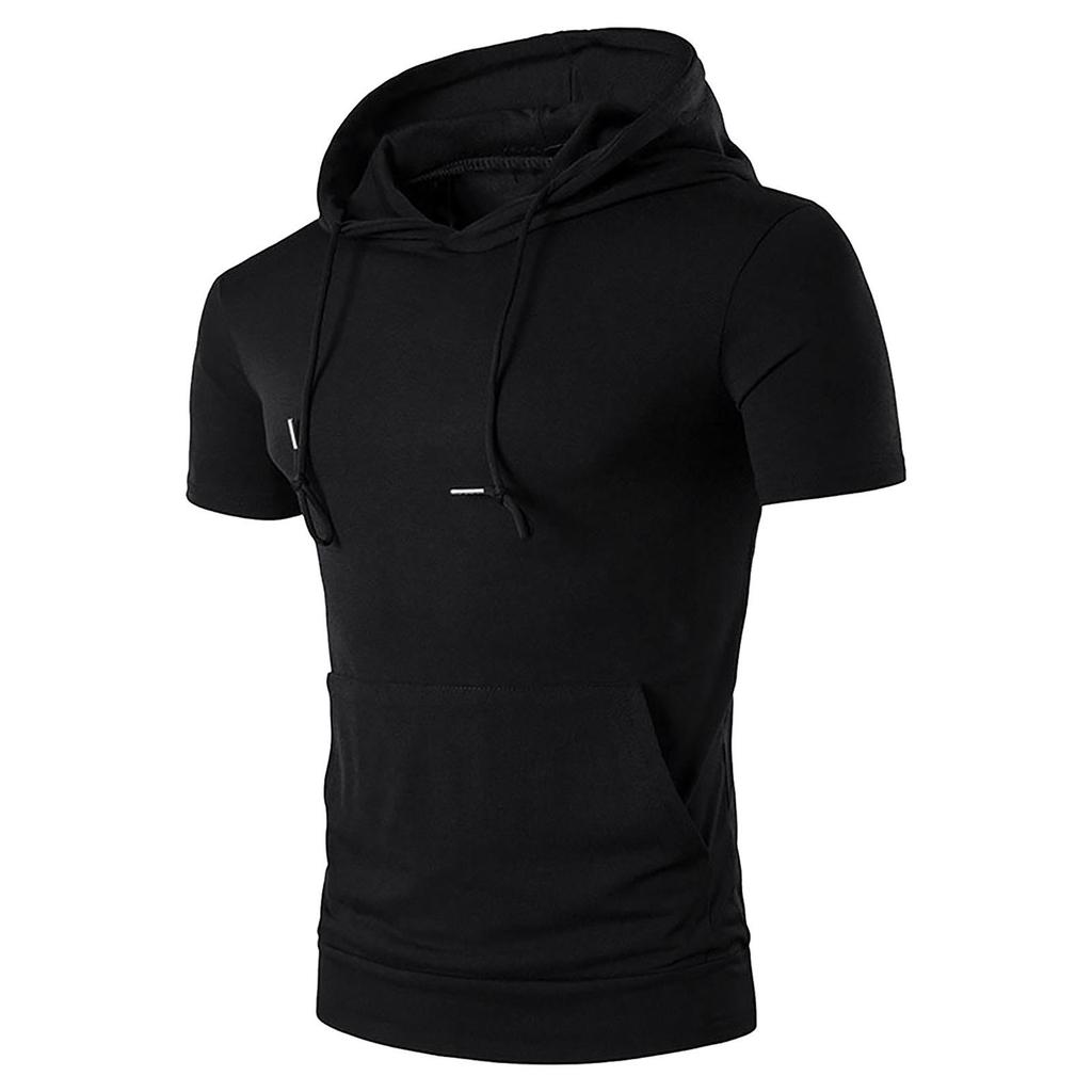 Men's Casual Solid Color Hooded T-Shirt - Summer 2021