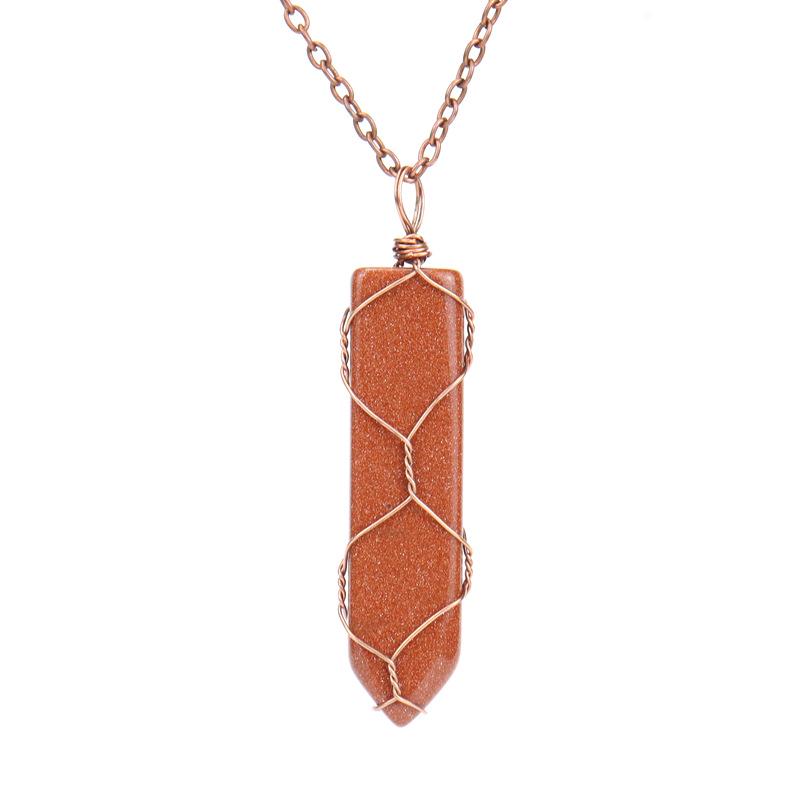 TikTok Live Handmade Amethyst Sword-Shaped Net Bag Pendant Necklace (N505)
