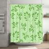 Green Leaf Print Shower Curtain Home Bathroom Decor with White Polka Dots Pattern Wall Hanging Water Splash Protection Waterproo
