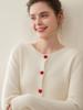 Thick Cashmere Women's Slim Fit Cardigan with Heart Brooch - Round Neck, Versatile for Autumn/Winter.