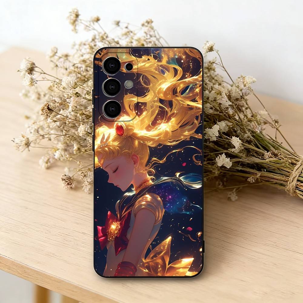 

S-Sailor M-Moon K-Kawaii Anime Phone Case For Samsung S25,S24,S21,S22,S23,S30,Ultra,S20,Plus,Fe,Lite,Note,10,Black Cover Samsung S24Plus
