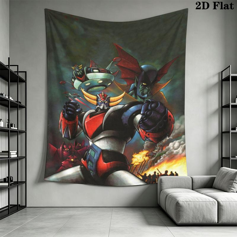 Grendizer Goldorak anime Wall Tapestry Aesthetic Wall Hanging Printed Fabric Blanket Decorative Tapestries for Bedroom Living Room Home Decor