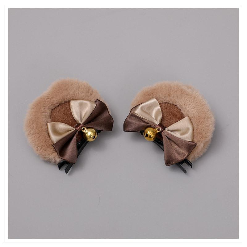 Tierohren Haarspangen Mode Kreative Haaraccessoires Doppelte Schleife Glöckchen Bärenohrclips Lolita Kawaii Cosplay Spange Dekor