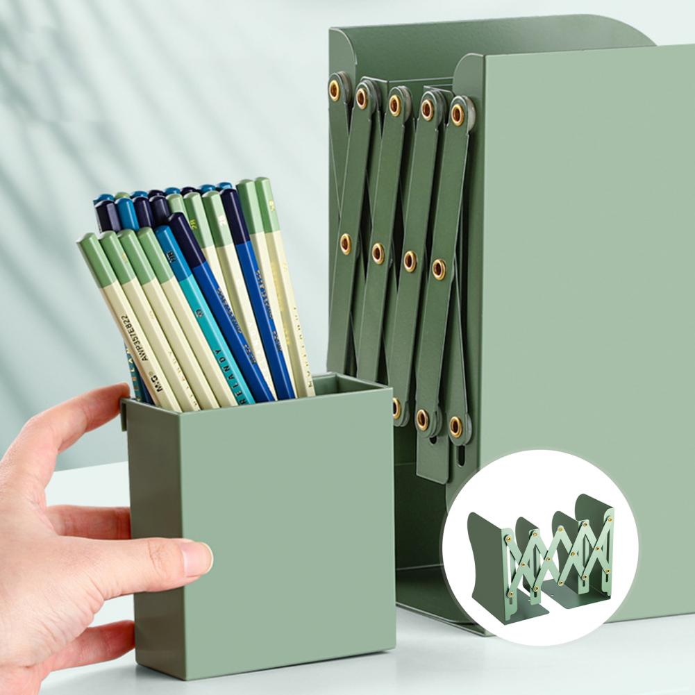 20cm Metal Bookend Retractable Desktop Book Stand Space-saving Book Organizer Holder Stable Book Rack For Home School Office