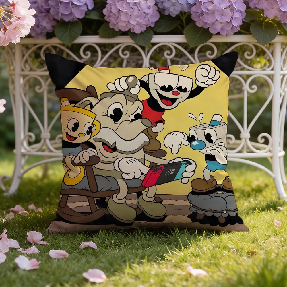 Cartoon C-Cuphead Cushion Cover Home & Car Dual-Scene Pillow Cover: Reversible for Premium Comfort
