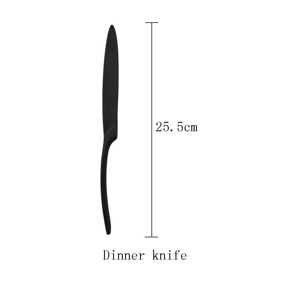 7Pcs Black Stainless Steel Flatware Dinnerware Set Matte Western Steak Knife Fork Dessert Spoon Set Kitchen Tableware Set