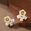 Mori Sweet Temperament Fairy Wind Enamel Drip Glaze Flower Stud Earrings Niche High-end Earrings Spring Simple Earrings