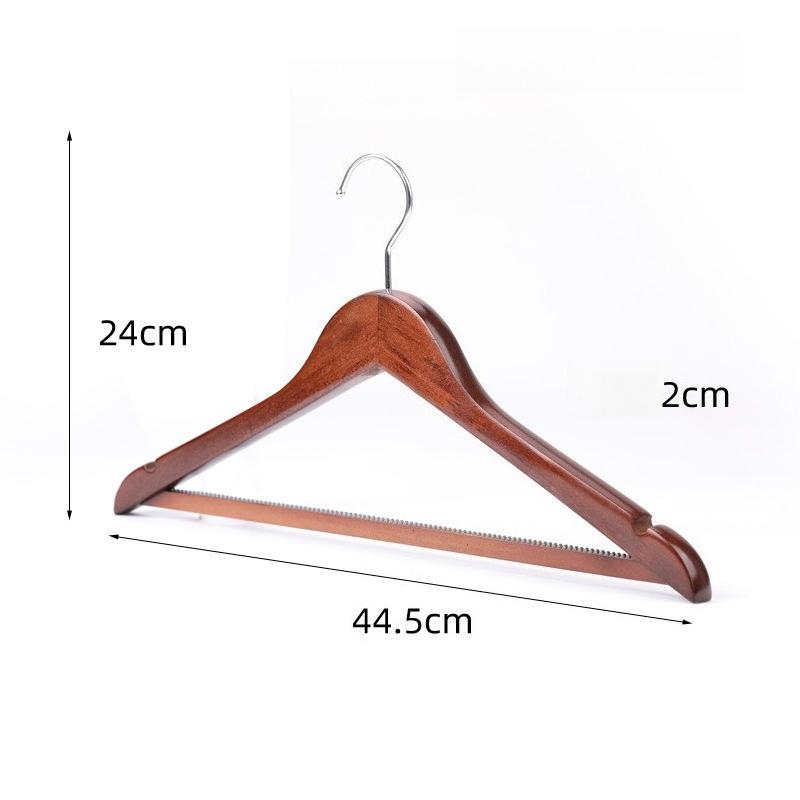 1pc Wooden Hangers Solid Wood Coat Hanger Heavy Duty, Smooth Finish High-Grade Wooden Clothes Hanger with Non Slip Pant Bar, 360° Swivel Hook