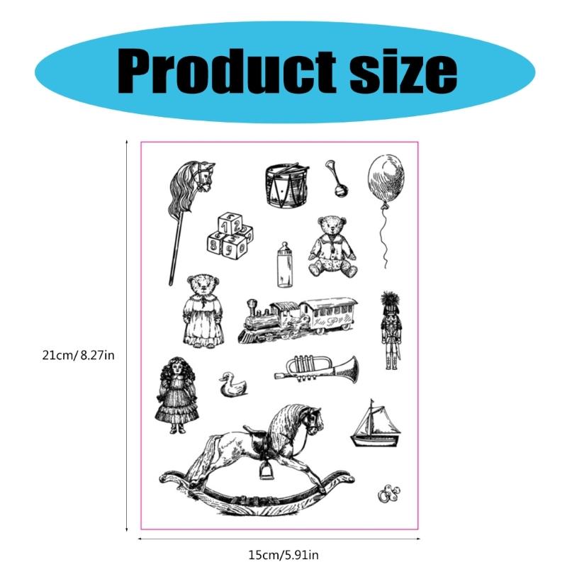 Kids Toy Theme Clear Stamps Background Silicone Stamp for Card Making Scrapbooking Journal Planner Album Decoration