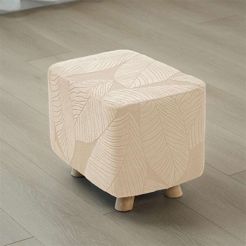 1PC Leaves Jacquard Ottoman Cover Elastic Dustproof Sofa Footrest Slipcovers Anti-slip Footstool Protector Cover for Living Room