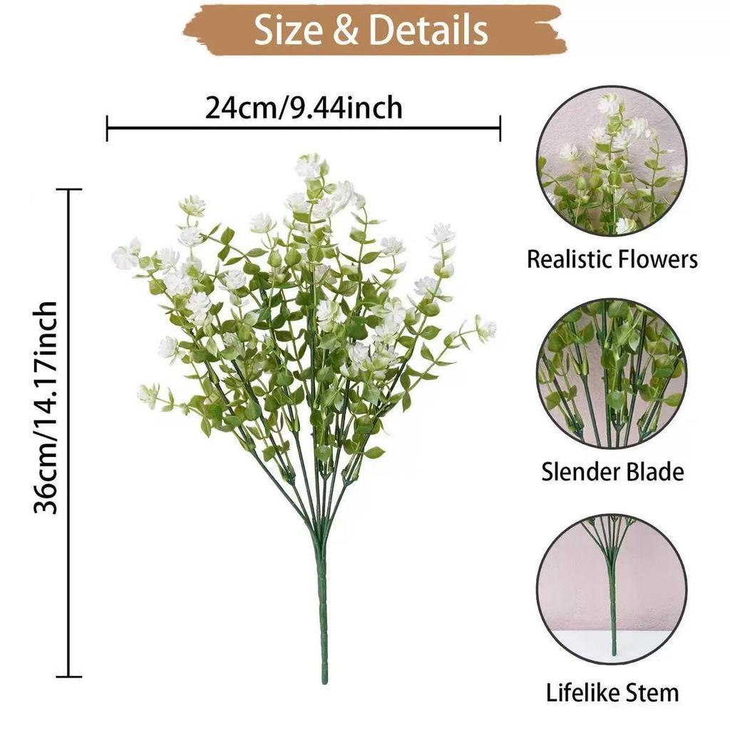 UV-Resistant Artificial Outdoor Shrubs, Fake Plants for Courtyard and Spring Decoration