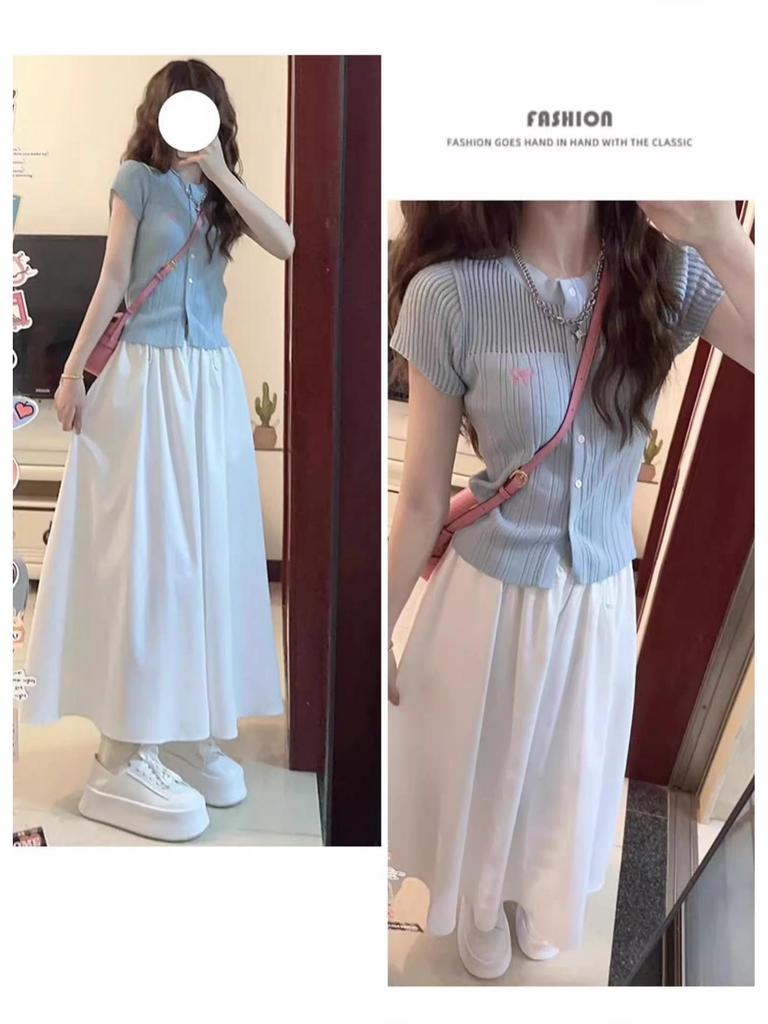 2025 White Ice Silk High-Waist Textured Culottes - Women's Summer Chiffon Wide-Leg Pants, Small Size