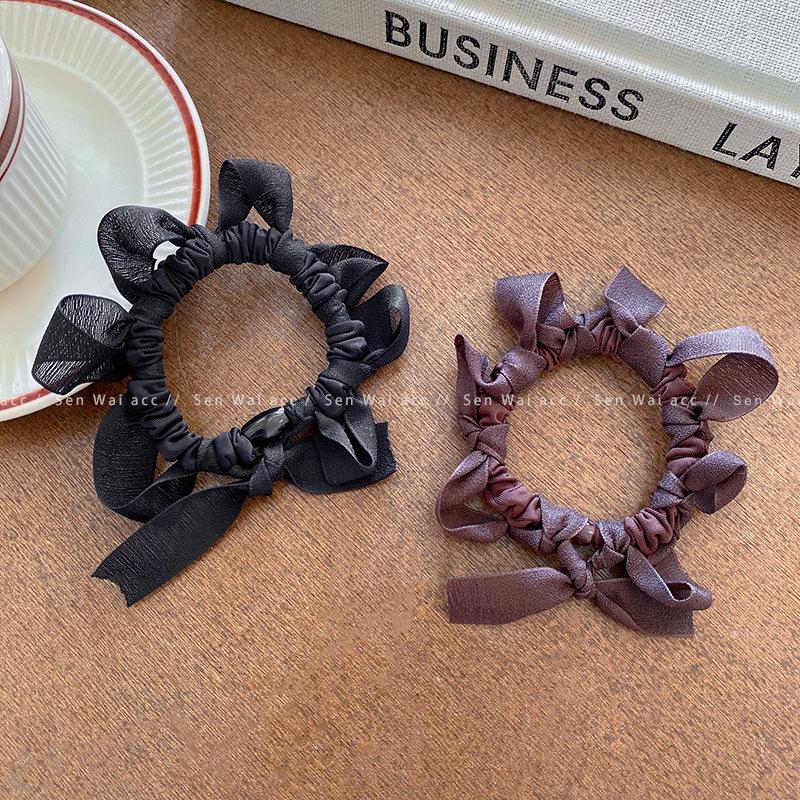 Bow folds tie hair ring Women do not hurt hair High elastic ball head rope does not restrain hair Small intestine ring