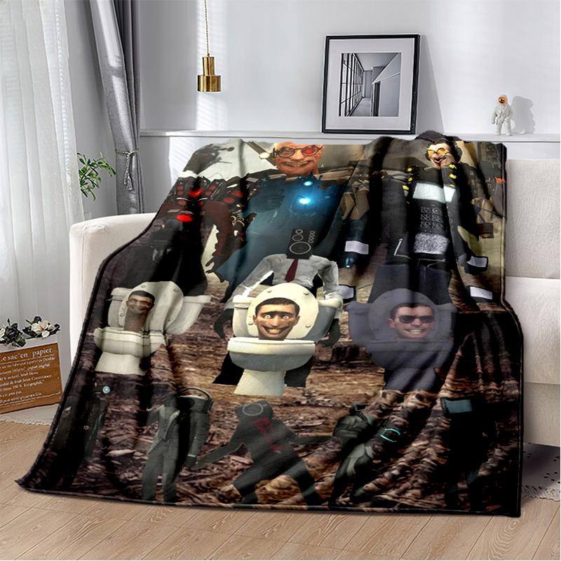 3D Skibidi Toilet Speakerman Cameraman TVman Flannel Blanket,Soft Throw Blanket for Home Bedroom Bed Sofa Travel Cover Kid Gift