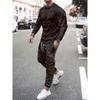 Men's Fashion Graffiti Novelty Pajamas Loungewear Set Autumn Men's Daily Casual Long-sleeved T-shirt Street Fashion Pants