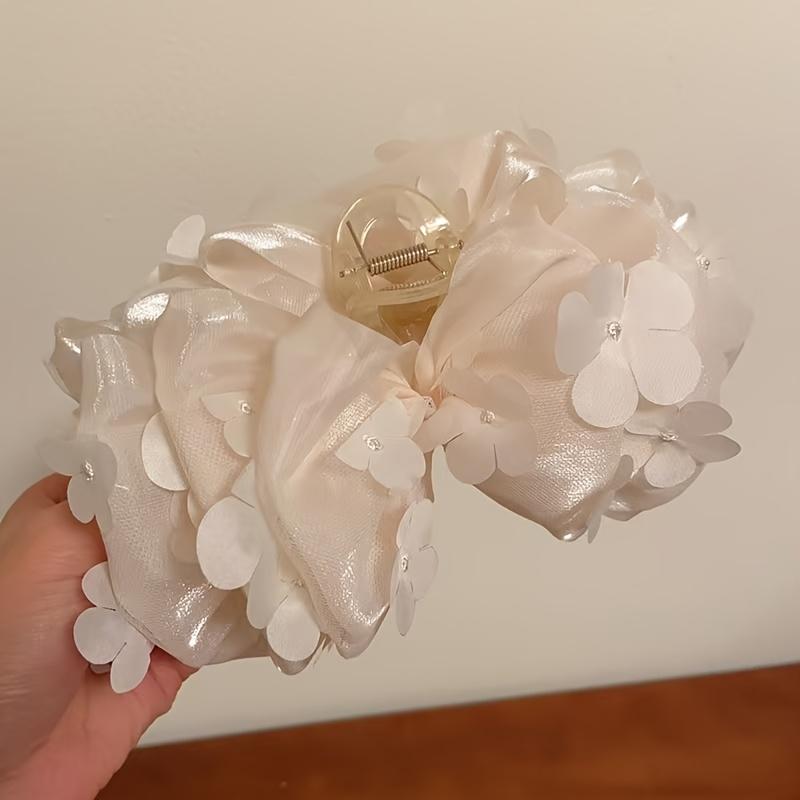 New Multi-Layer Mesh Bow Claw Clip, Large Hair Clamp for Back of Head, Elegant Updo Hairpin