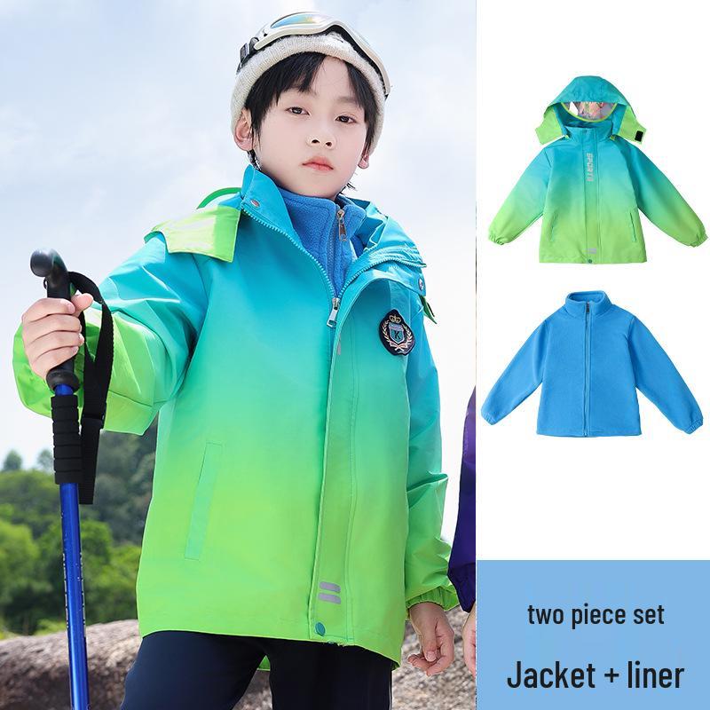 Autumn/Winter School Uniform Set: Velvet-Enhanced Windbreaker & Kindergarten Three-Piece Set