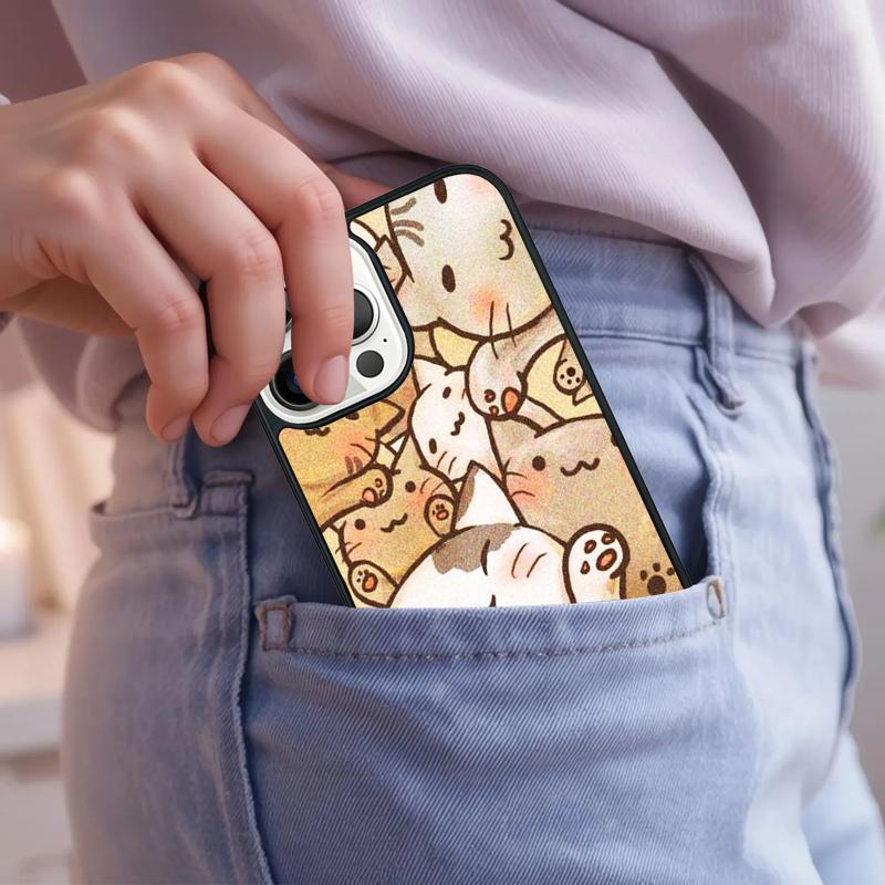 Cartoon Cat Phone Case For iPhone 17 Air 15 16e 14 13 Pro Max Coque 12 11 Pro Max PLUS Cover