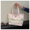 JIAERDI Sweet Cute Pink Plaid Tote Bag Women Harajuku Romantic Lace Detail Shoulder Bags Female Large Capacity Casual  Handbag