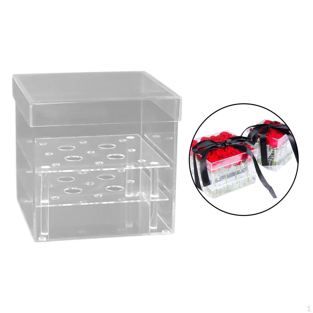 Acrylic Flower Box Floral Arrangements Vase Storage Case Centerpiece Square Gift for