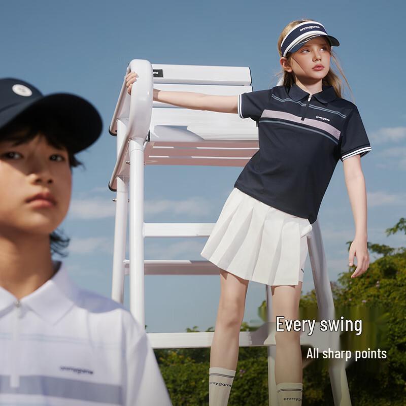 Onmygame Girls' Cool-Feel Quick-Dry Striped Polo T-Shirt