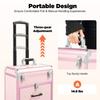 Rofessional Rolling Makeup Case, 3-Layer Train Case with 40 Compartments & 2 Drawers, 50kg Capacity Portable Beauty Organizer