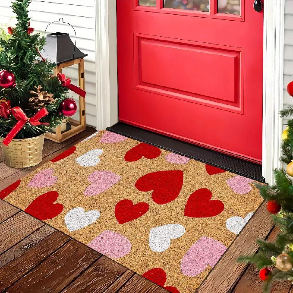 Valentine's Day Heart-Shaped Welcome Doormat Indoor/Outdoor Entrance Mat Wedding & Valentine's Day Home Decor