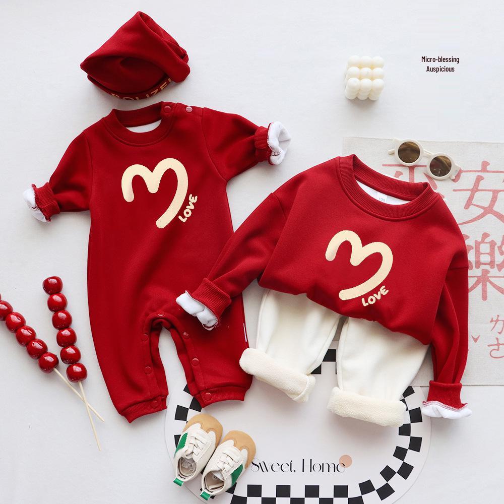 100-Day Celebration Family Matching Velvet Hoodie & Bodysuit Set for Winter 2025