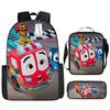 Kids Cartoon Backpack Set School Large Capacity Oxford Fabric 3-Piece With Crossbody Bag Pencil Case