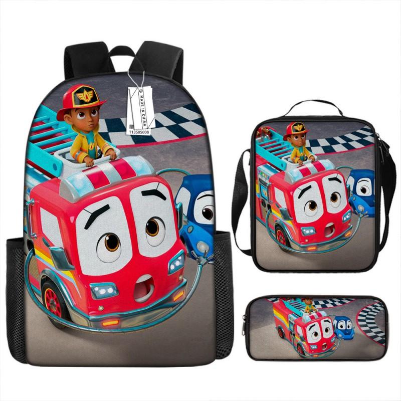 Kids Cartoon Backpack Set School Large Capacity Oxford Fabric 3-Piece With Crossbody Bag Pencil Case