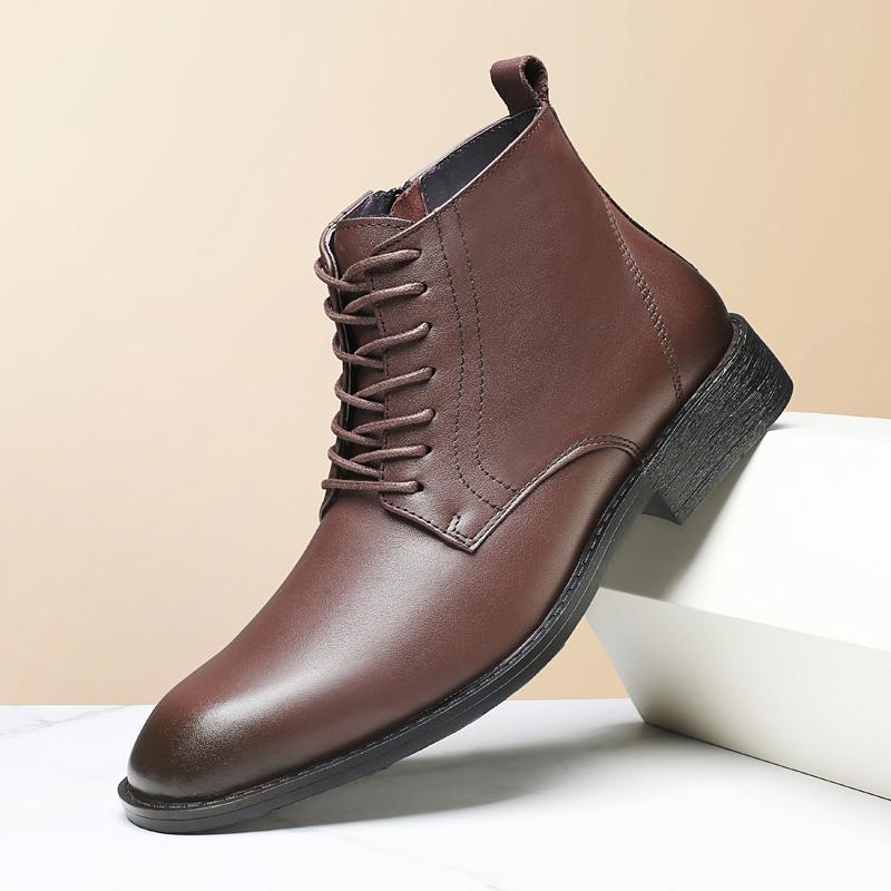 Premium Handcrafted Full-Grain Leather Oxford Boots, Classic Dress Shoes, Sleek Formal Style for Business Meetings & Office Wear