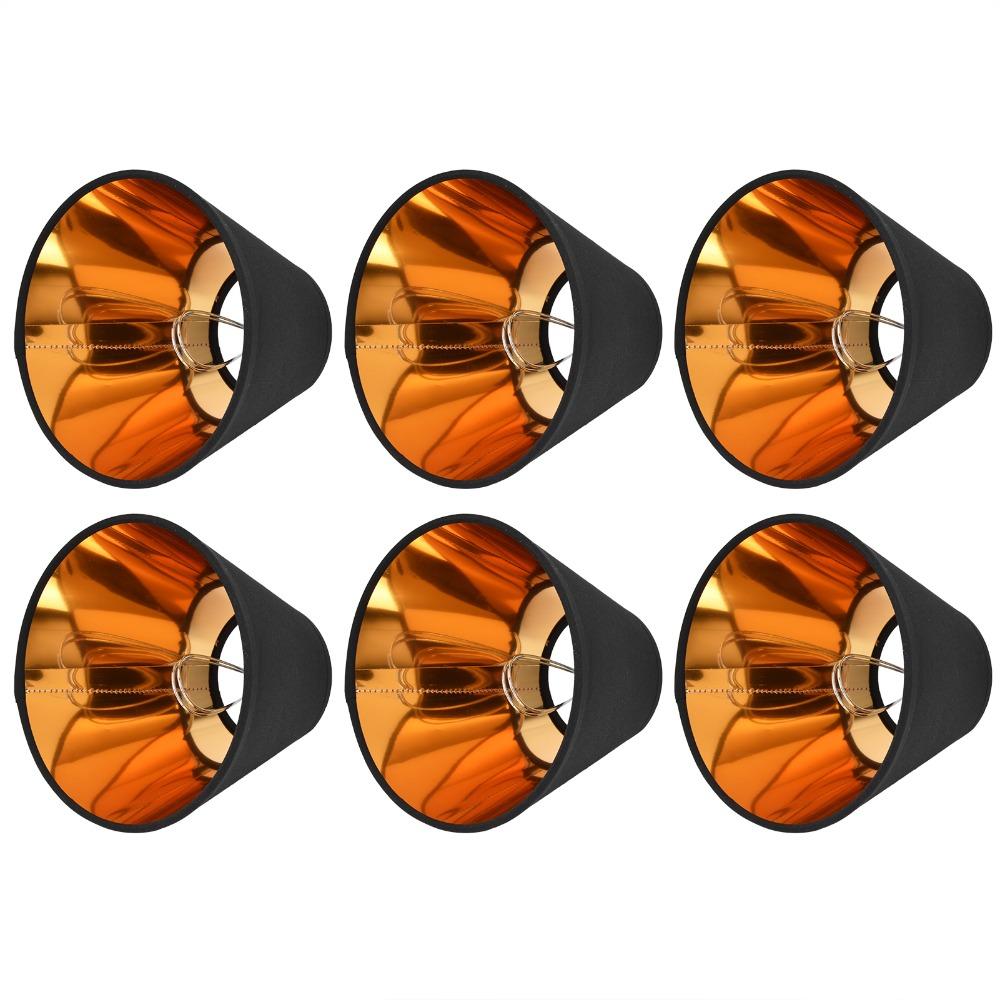 6PCS Clip On Design Lamp Cover Black&Gold Small Lamp Shades  Chandelier Replacement