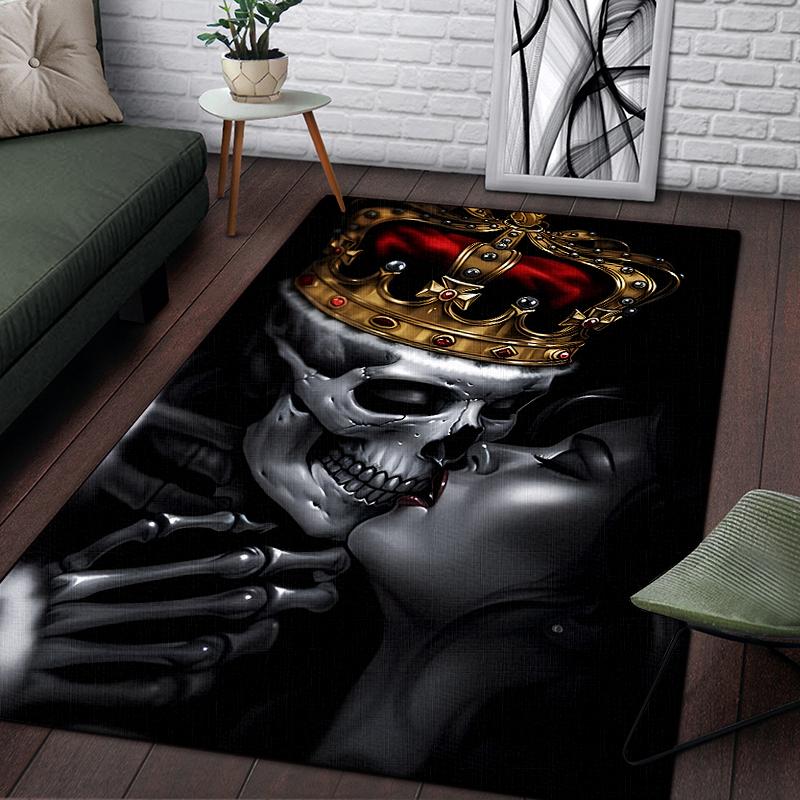 Vintage Ornamental Skulls Rose Pattern Decorative Square Rug Modern House Living Room Floor Matte Bedroom Carpet Art Poster Mat