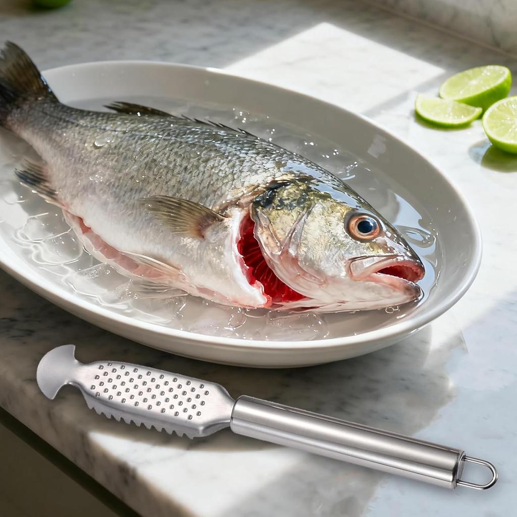 Fish Scaler,304 Stainless Steel Fish Scaler Remover,multifunctional Sawtooth Fish Descaler Tool for Quick & Easy Fish Cleaning,Family Kitchen,Seafood