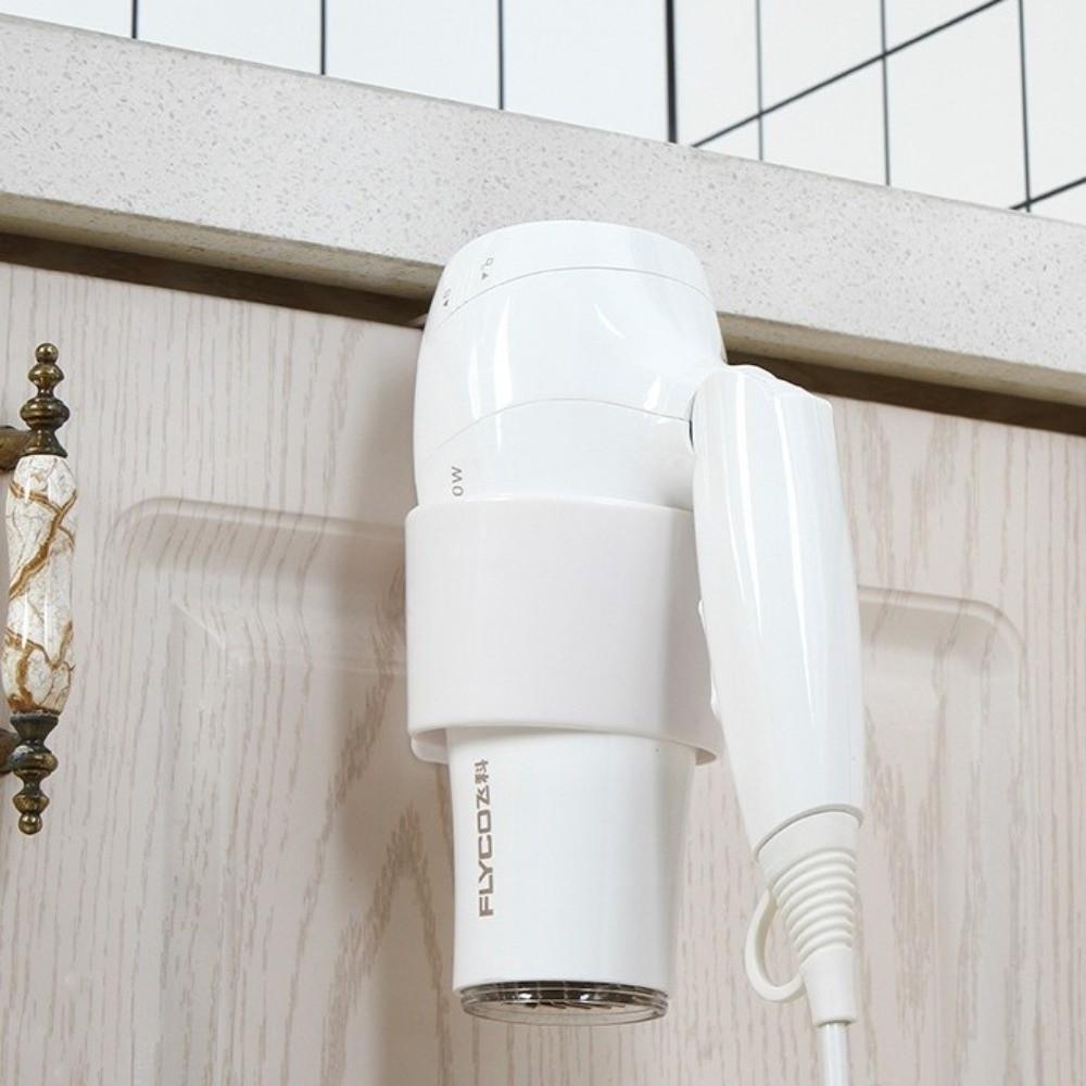 Self-adhesive Hair Dryer Holder Moisture-proof Punch Free Hair Dryer Stand Wall-mounted ABS Material Wall Storage Rack