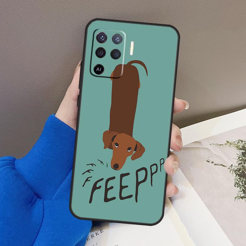 Cartoon Dachshund Sausage Dog Case For OPPO Find X5 X3 Pro A15 A74 A54 A94 A93 A91 A5 A9 A31 A53 2020 A53S A52 A72 Cover