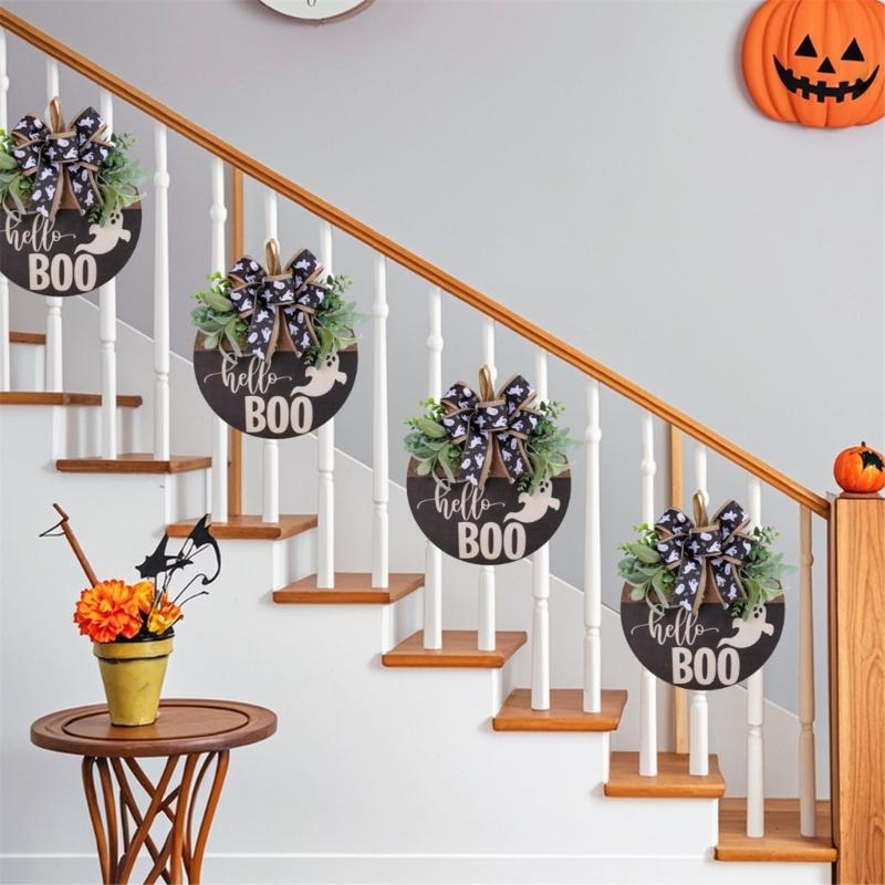 Festival Halloween Skull Welcome Sign Handmade Wood Plaque Door Hanger for Door or Garden Decoration Party Supplies