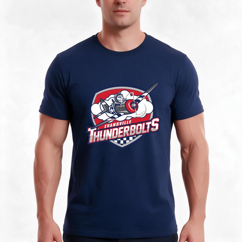Evansville Thunderbolts Essential Tshirt Summer Casual Cotton Tee Oversized Streetwear Tops Vintage Graphic Print