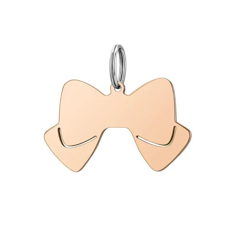 Double Side Personalized Name Bow Dog Pendant Bow Tie Pet Collar Accessories Cat Dog Tag Puppy ID Customized Anti-lost Name Tag 7