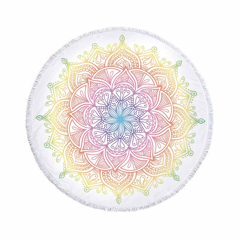 Telo Mare Rotondo Bohemien Microfibra Assorbente Sport Spiaggia Mare Tappetino Yoga Con Frange Grande Asciugamano da Bagno Teli da Stendere 150 cm