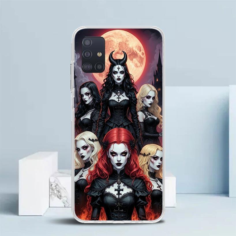 Halloween Moon Witch Horror Soft Cover for Samsung Galaxy A12 A22 A32 A52 A72 A02S Phone Case Note 20 Ultra 10 S10 Plus A51 A71