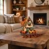 Seasonal Hand-Painted Harvest Cottage Statue Rustic Miniature Farmhouse Ornament