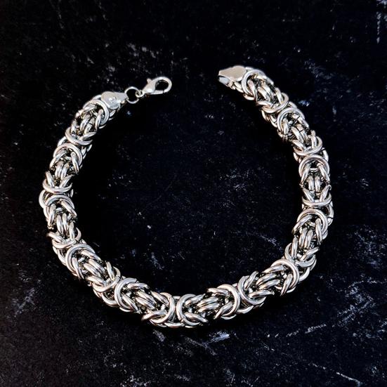 Unisex Byzantine Chain Bracelet Lobster Clip Closure Metal Polished Thick Lightweight Hip Hop Wrist Jewelry Shopping Work Party Dating