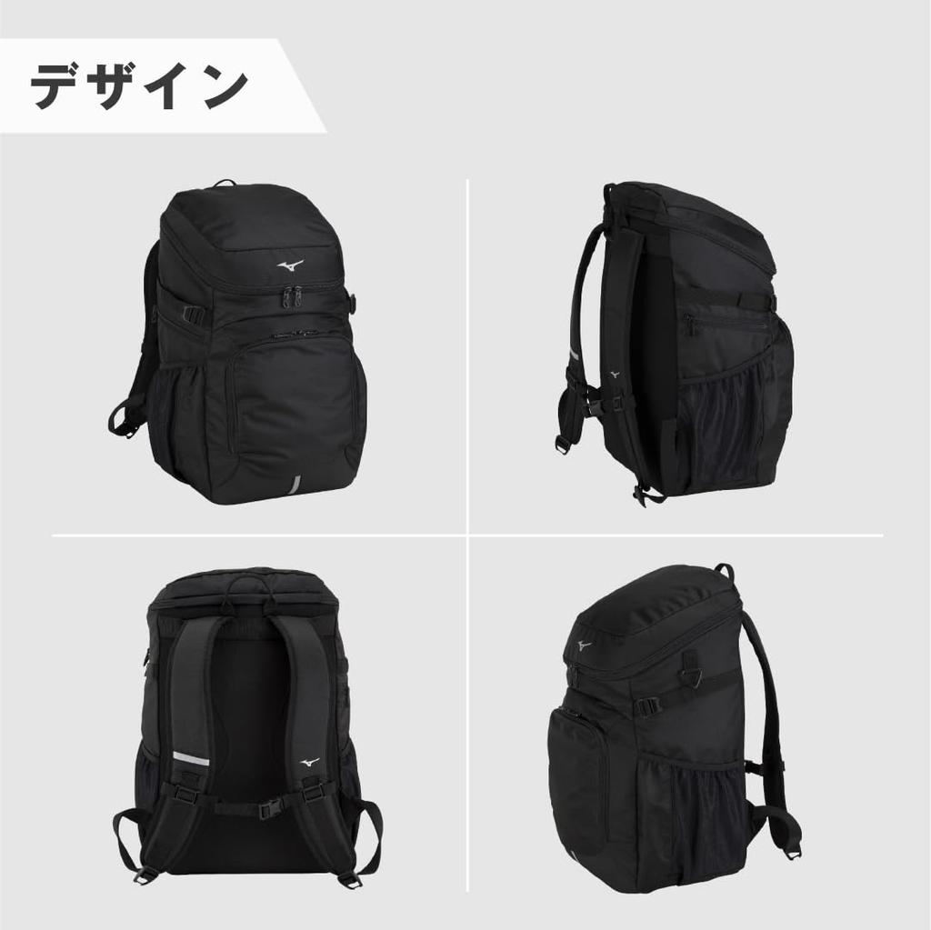 Mizuno Team Backpack Large for Club Shoe PC 40-5, Capacity, Unisex, Sports, Activities, School, Storage, Pocket, Reflective, 33JD3102, Black/Lime